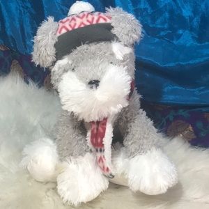 Hugfun soft plush dog cap & scarf 12 inches